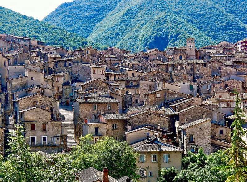 Impressive view of Sulmona historical center and its majestic